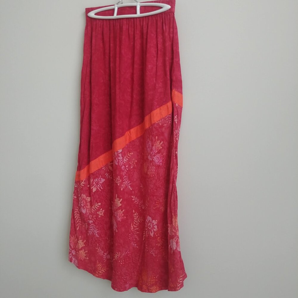 Island Girl Antigua West Indies long asymmetrical pink maxi skirt rayon Small - Picture 2 of 13